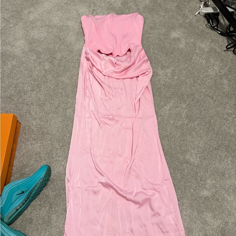 Elegant Strapless Pink Evening Dress